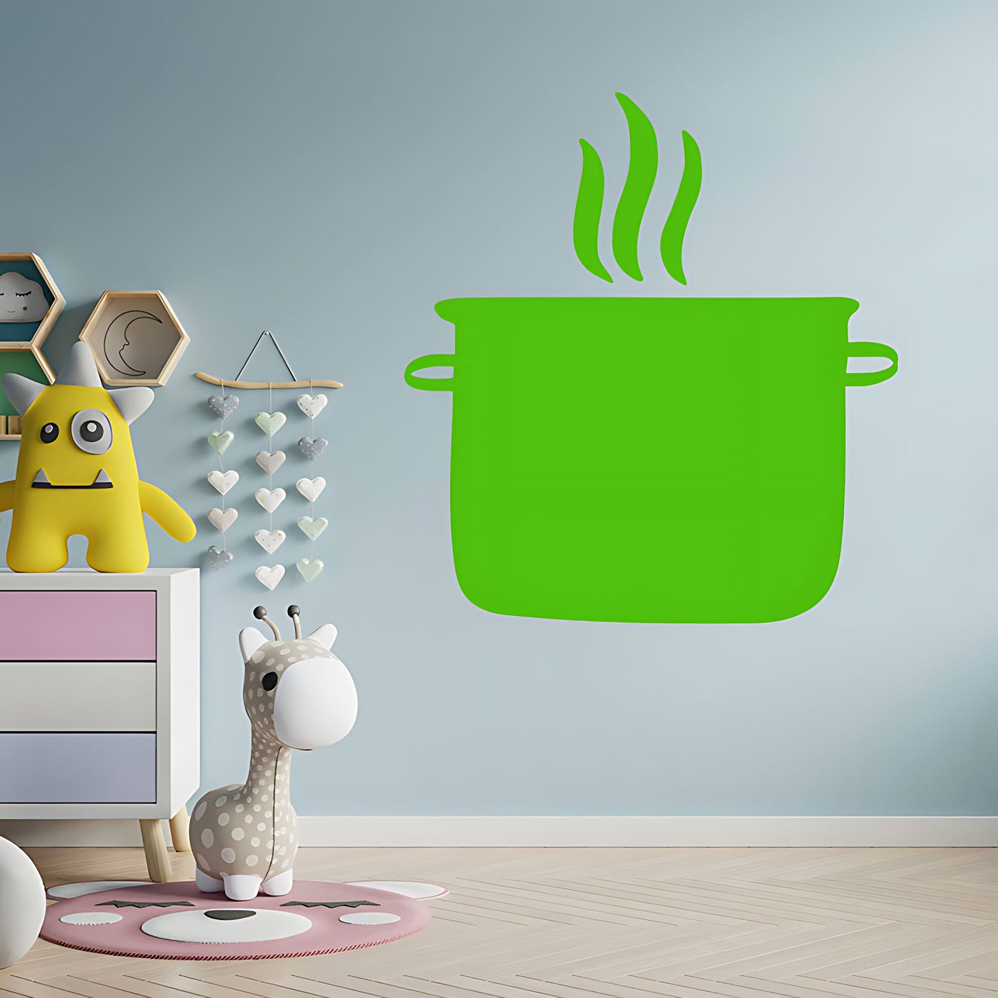 Simmer Down Pots and Pans Wall Sticker - Humorous Kitchen Quote Decal