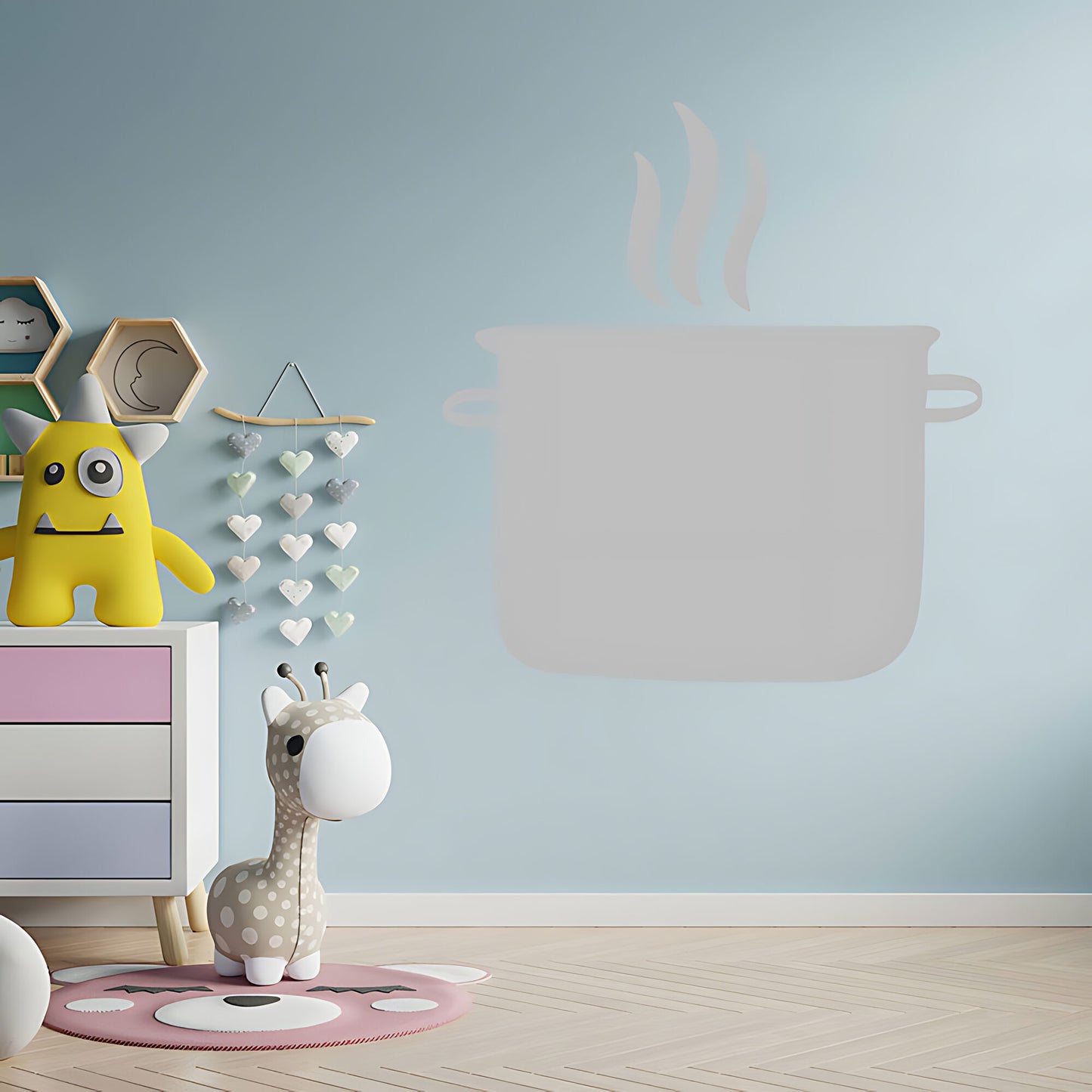 Simmer Down Pots and Pans Wall Sticker - Humorous Kitchen Quote Decal