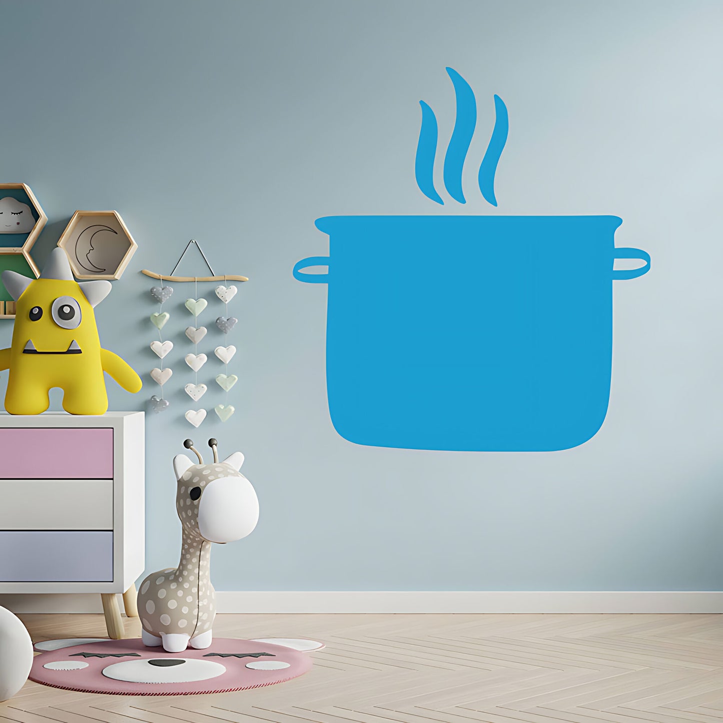 Simmer Down Pots and Pans Wall Sticker - Humorous Kitchen Quote Decal