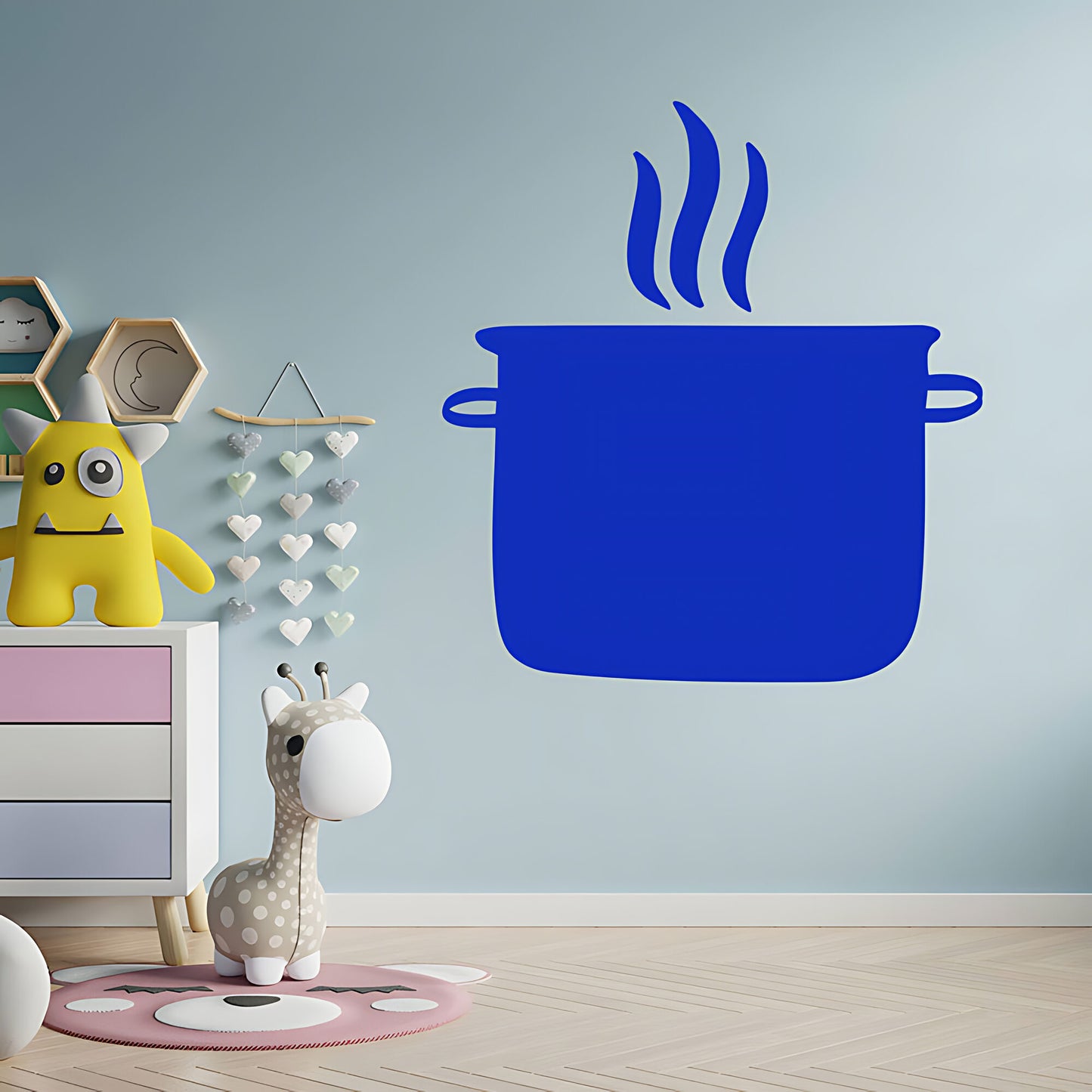 Simmer Down Pots and Pans Wall Sticker - Humorous Kitchen Quote Decal