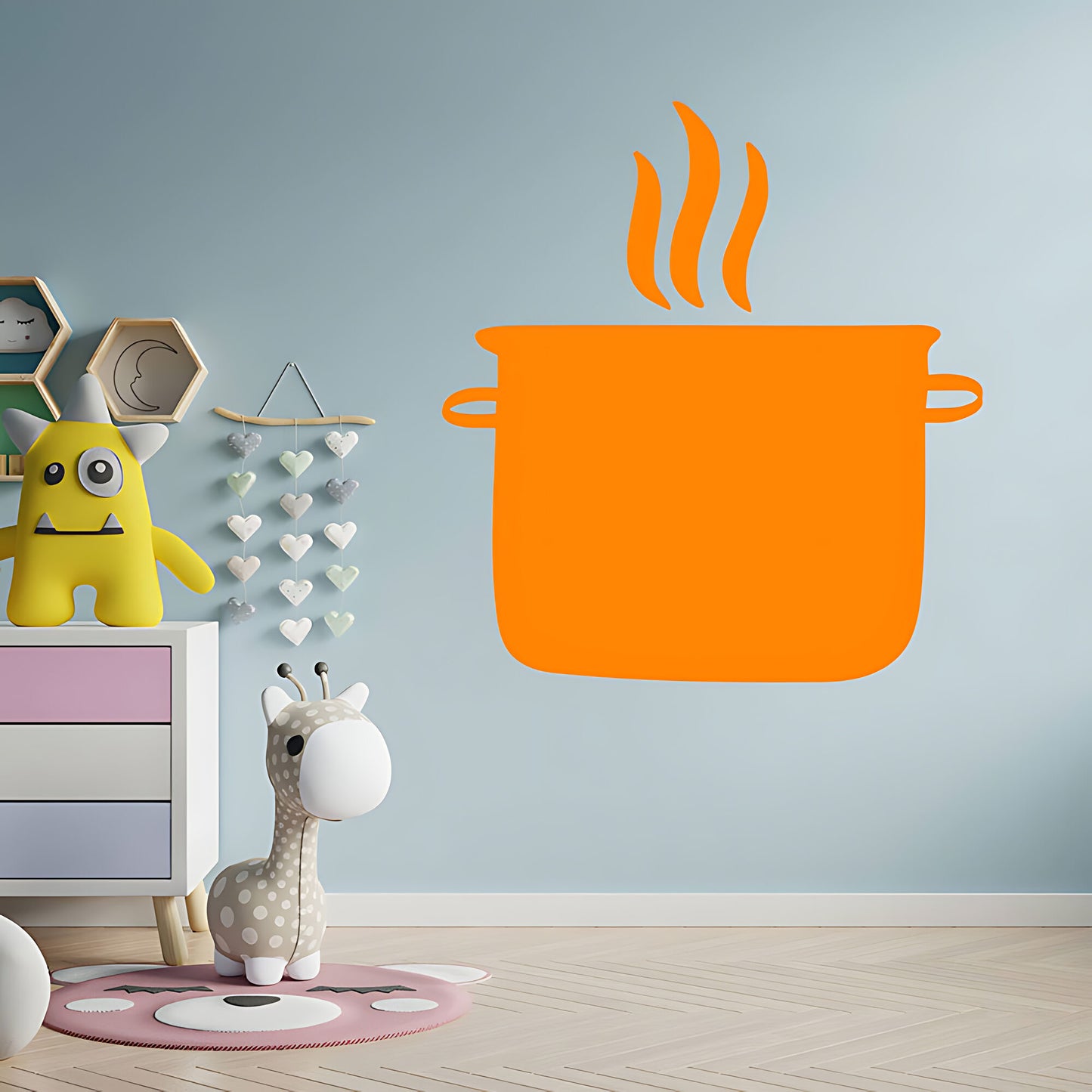 Simmer Down Pots and Pans Wall Sticker - Humorous Kitchen Quote Decal