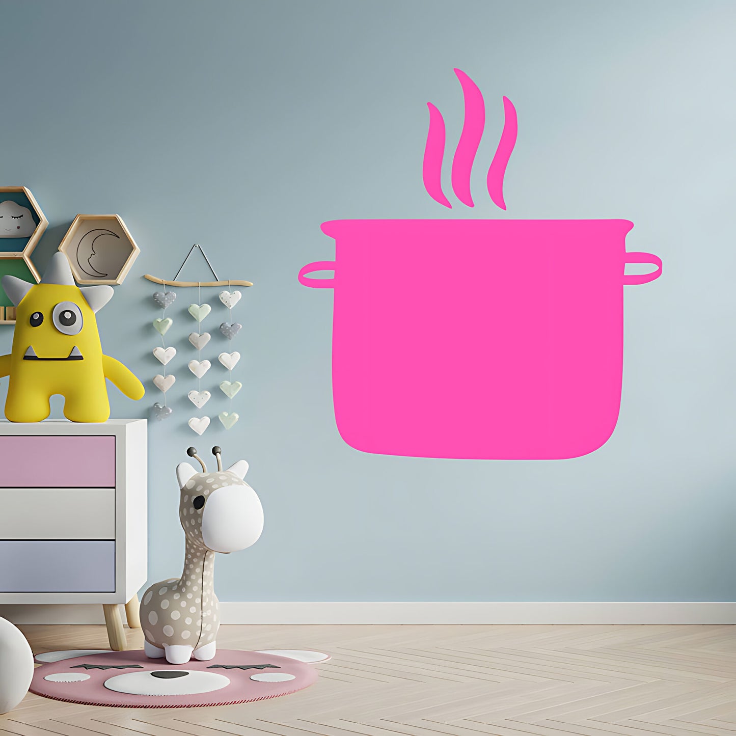 Simmer Down Pots and Pans Wall Sticker - Humorous Kitchen Quote Decal