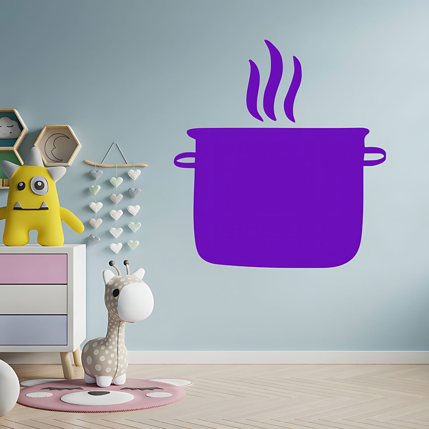 Simmer Down Pots and Pans Wall Sticker - Humorous Kitchen Quote Decal