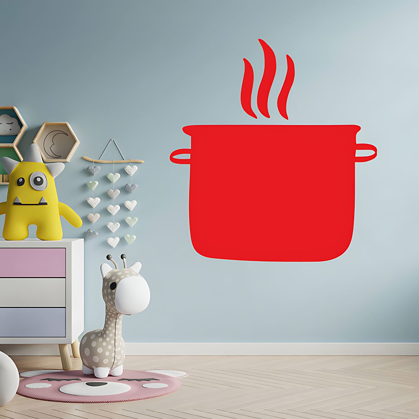 Simmer Down Pots and Pans Wall Sticker - Humorous Kitchen Quote Decal