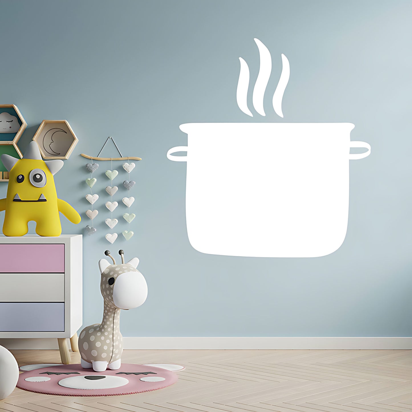 Simmer Down Pots and Pans Wall Sticker - Humorous Kitchen Quote Decal