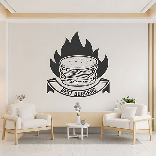 Burger Bar Wall Sticker – Fast Food Restaurant Vinyl Decal