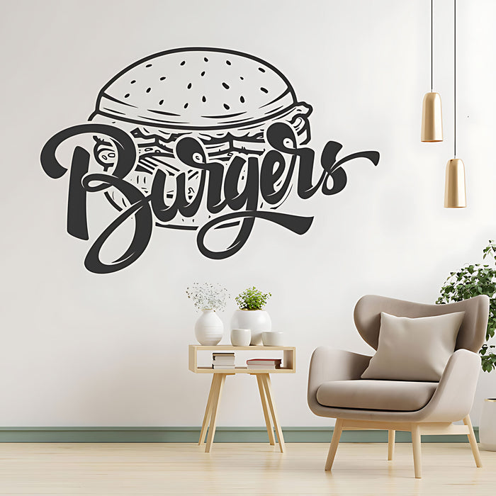 Burger Bar Wall Sticker – Takeaway & Cafe Vinyl Decal