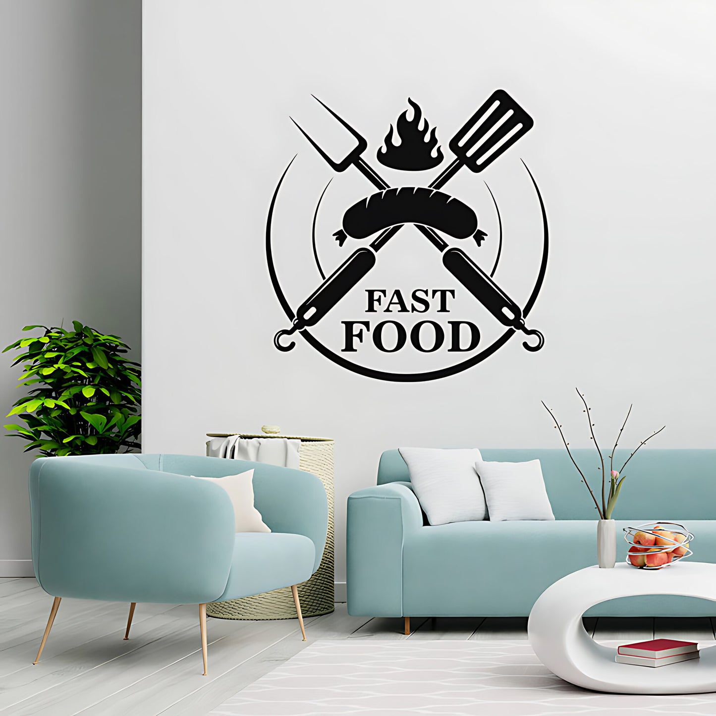Fast Food Wall Sticker - Burger & Cafe Takeaway Decor