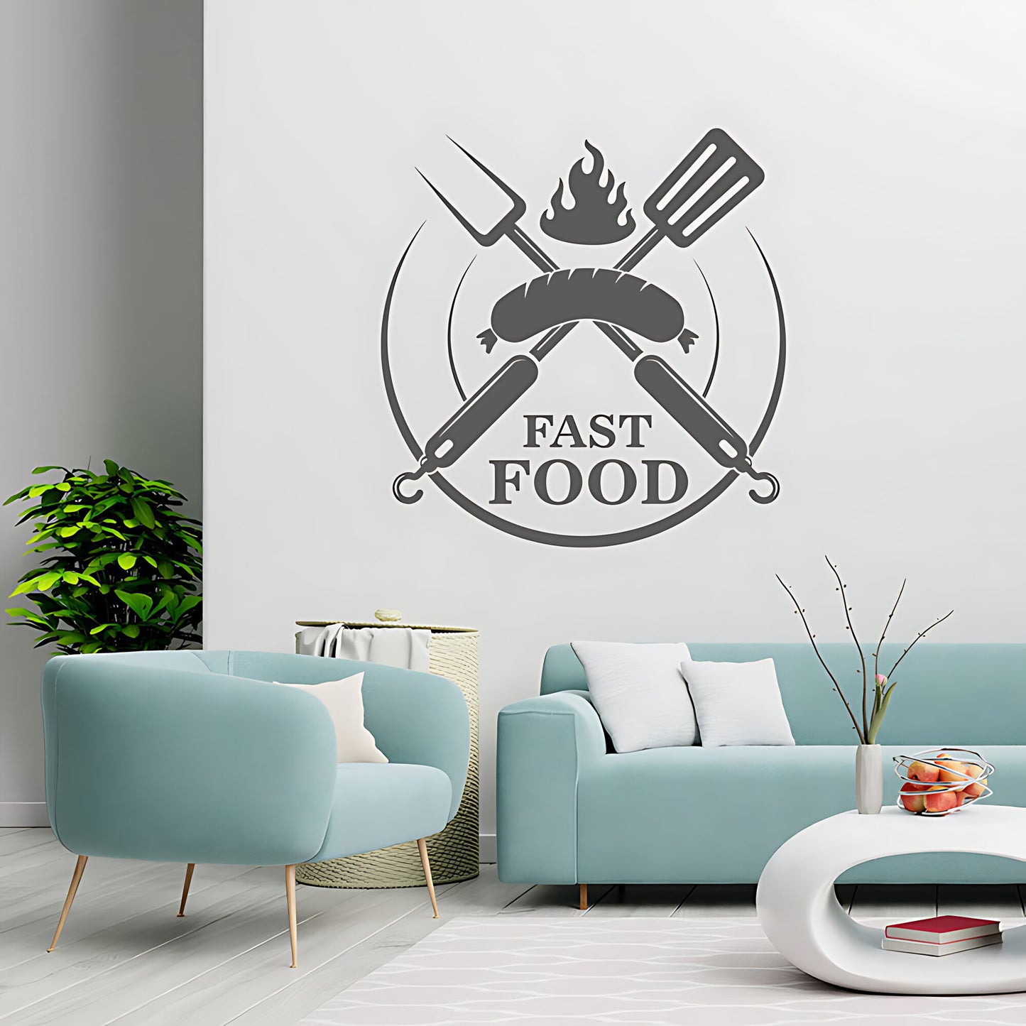 Fast Food Wall Sticker - Burger & Cafe Takeaway Decor