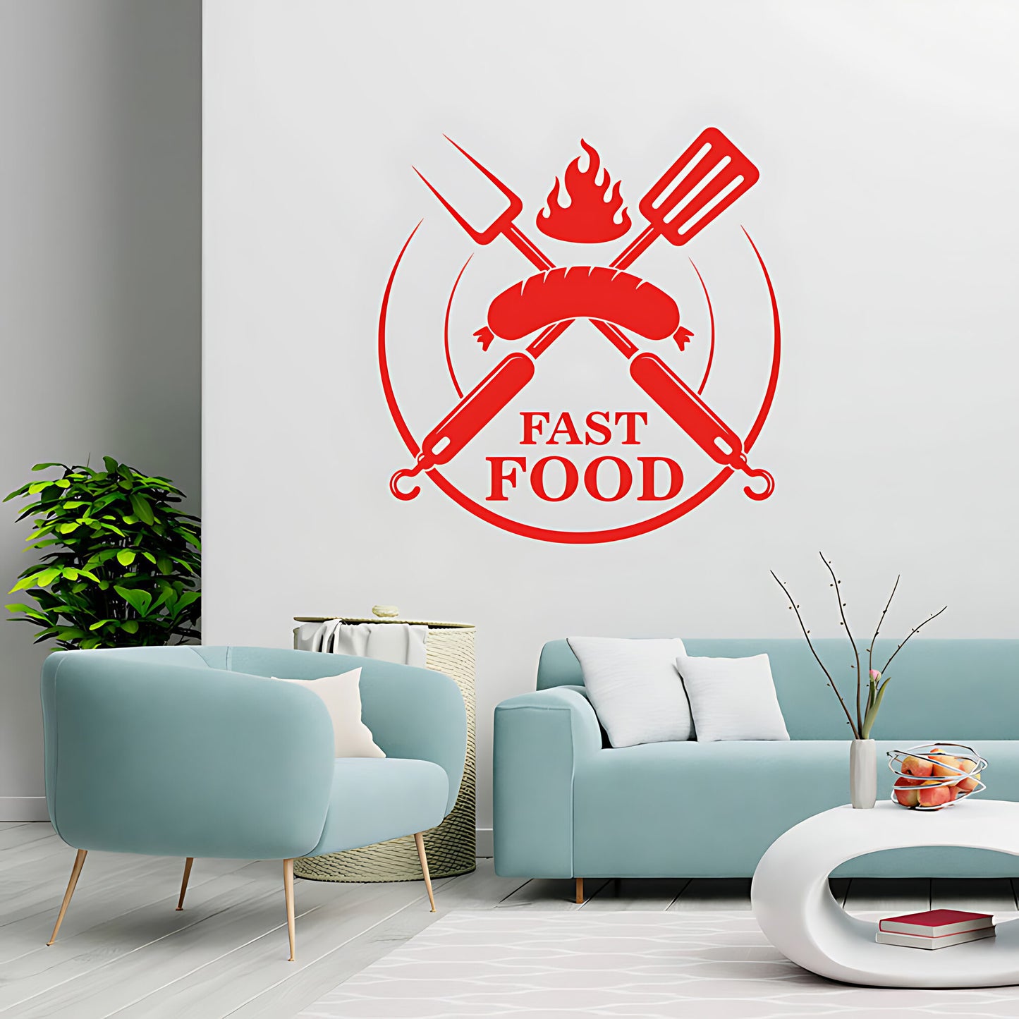 Fast Food Wall Sticker - Burger & Cafe Takeaway Decor