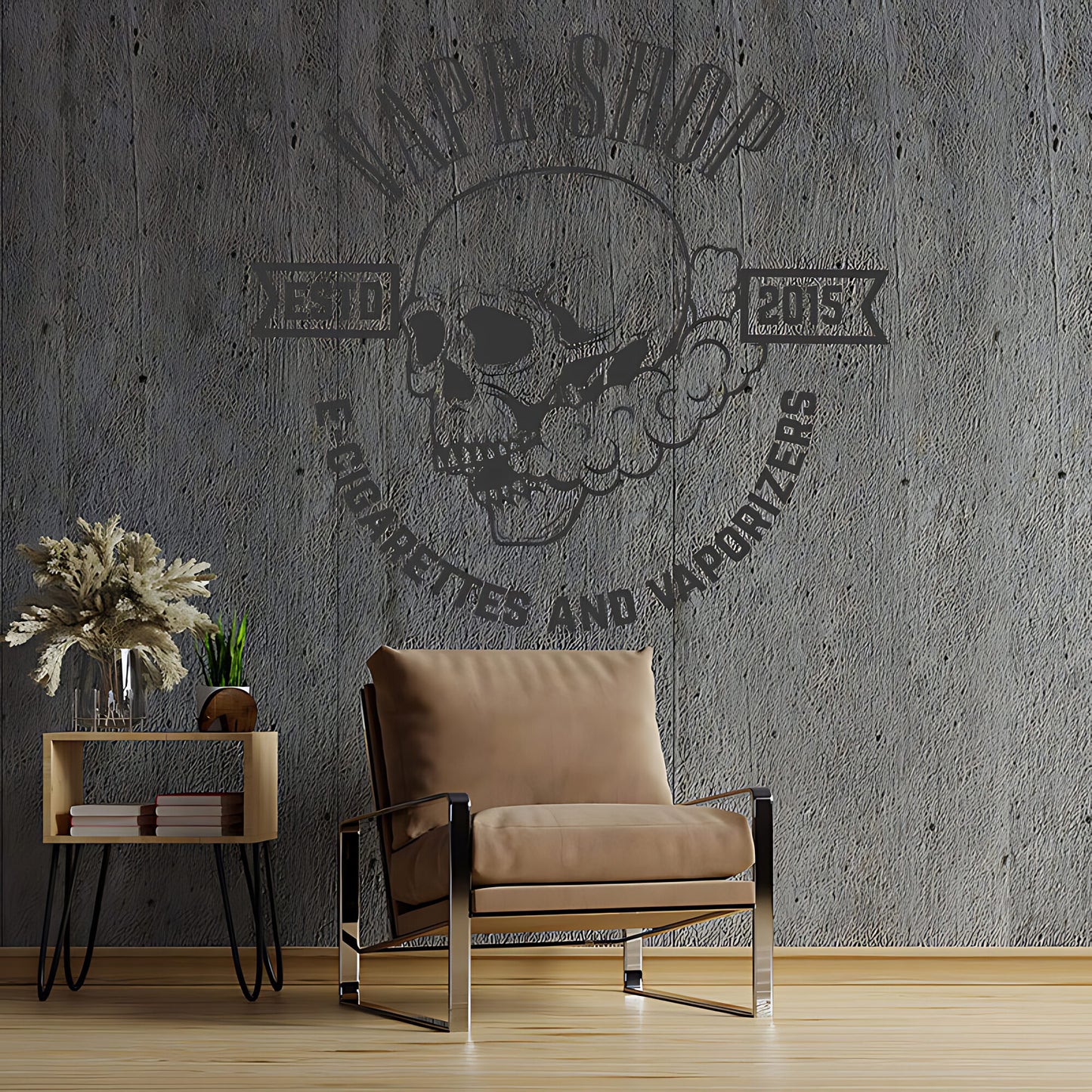 Contemporary Vaping Graphics Wall Decal for Shop Display