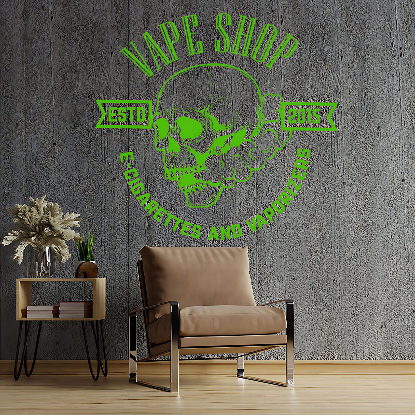 Contemporary Vaping Graphics Wall Decal for Shop Display