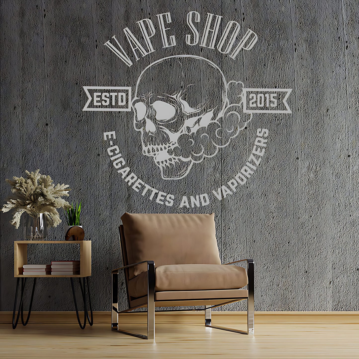 Contemporary Vaping Graphics Wall Decal for Shop Display