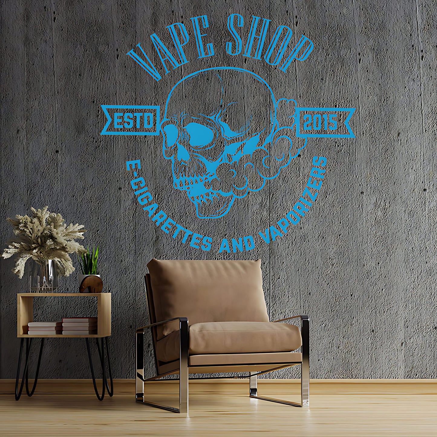 Contemporary Vaping Graphics Wall Decal for Shop Display