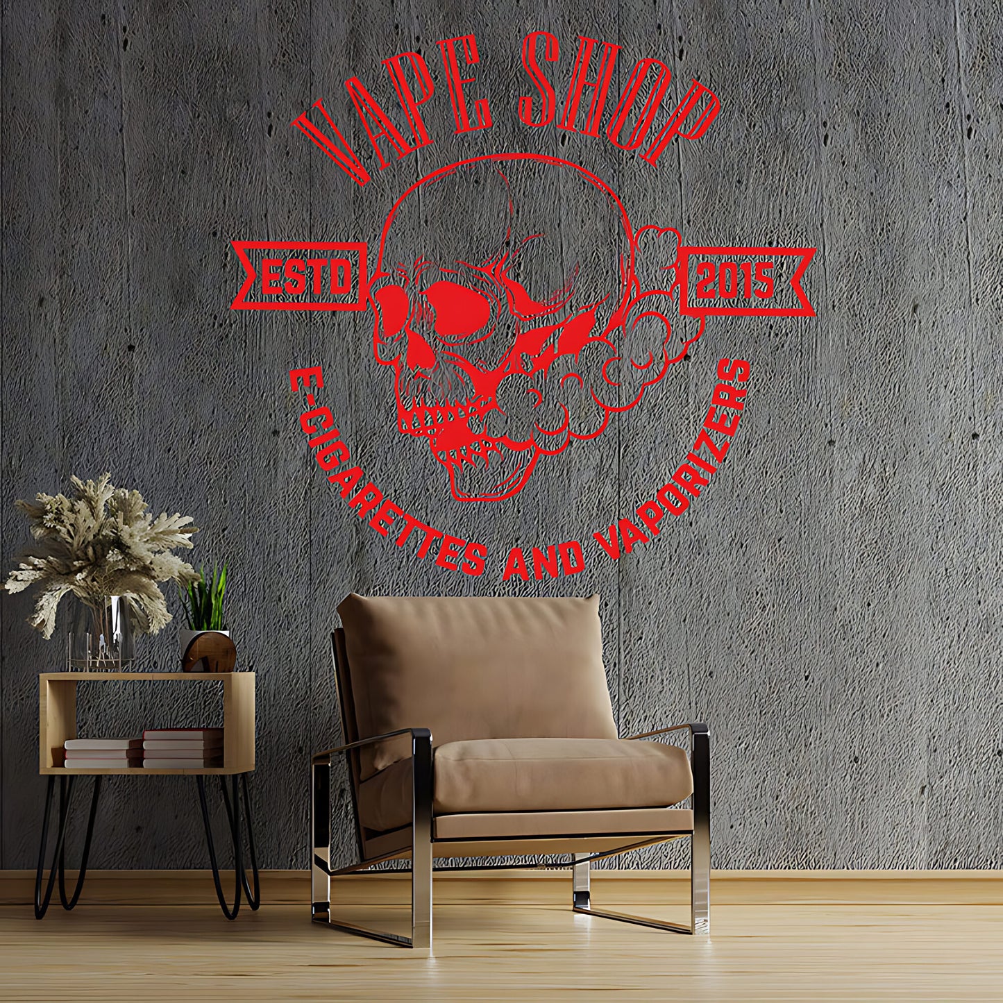 Contemporary Vaping Graphics Wall Decal for Shop Display