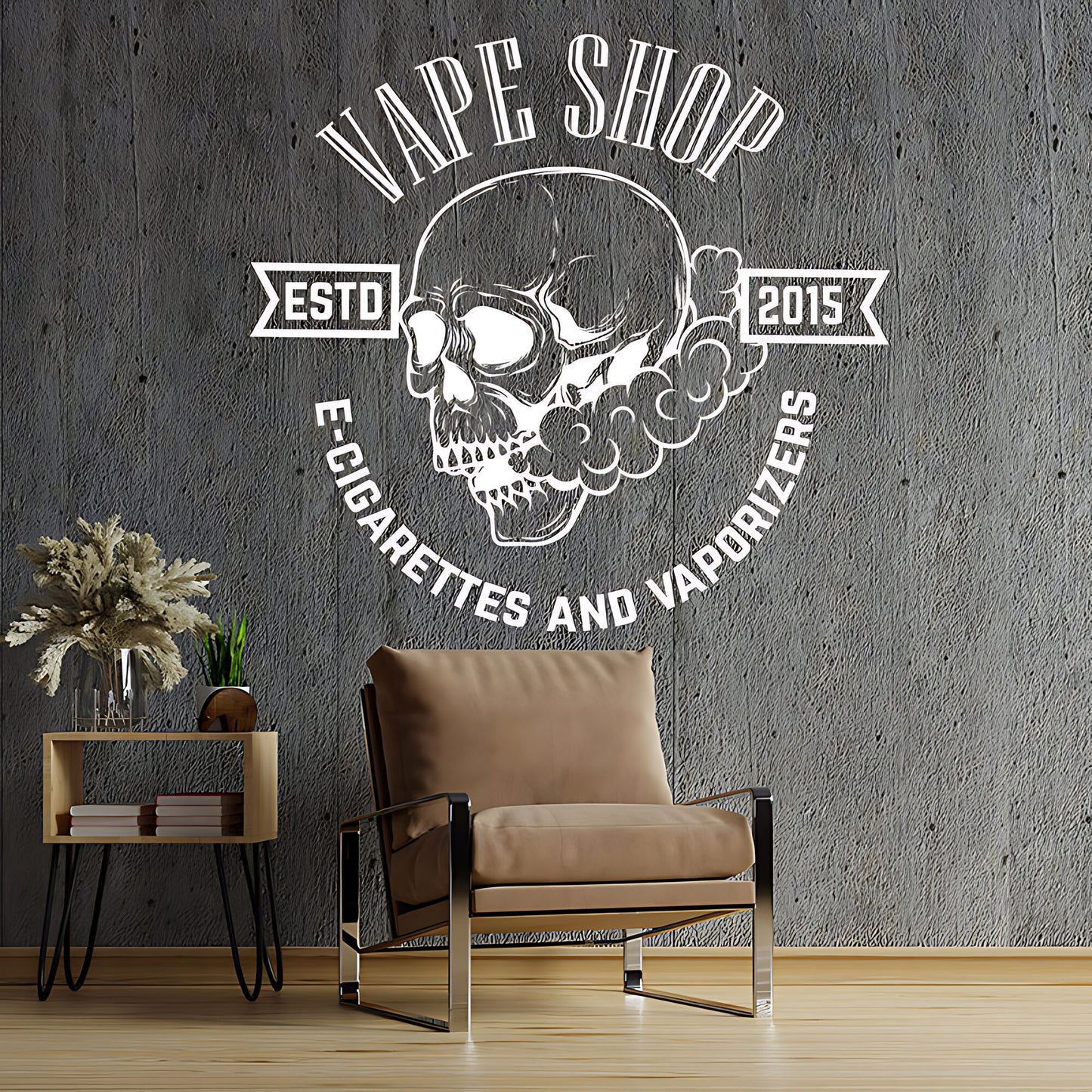 Contemporary Vaping Graphics Wall Decal for Shop Display