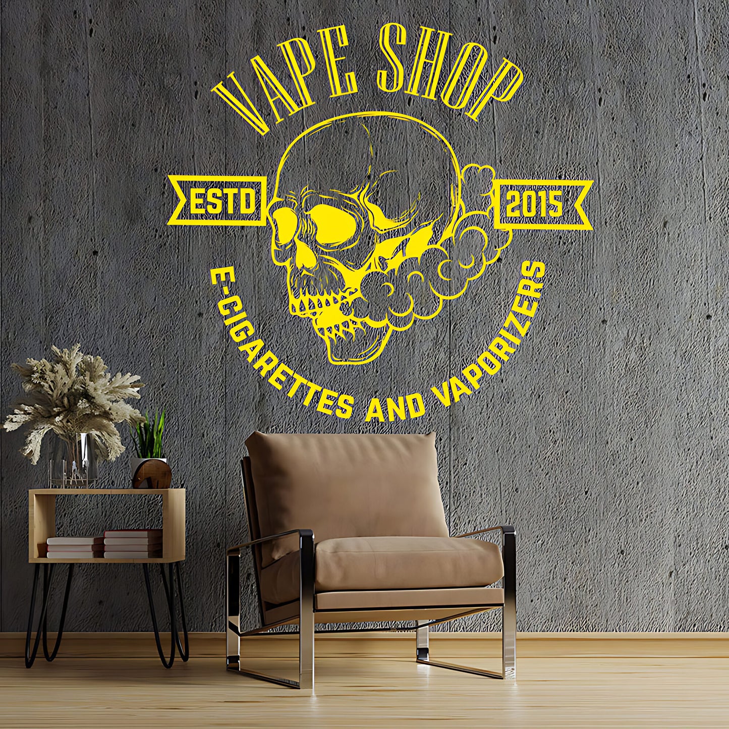 Contemporary Vaping Graphics Wall Decal for Shop Display
