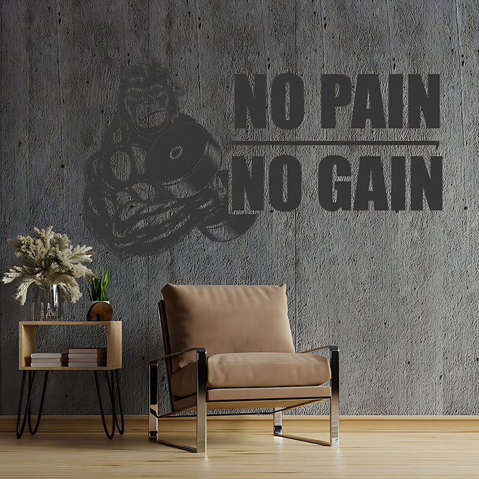 Gym Wall Sticker Art No Pain No Gain Motivational Fitness Workout