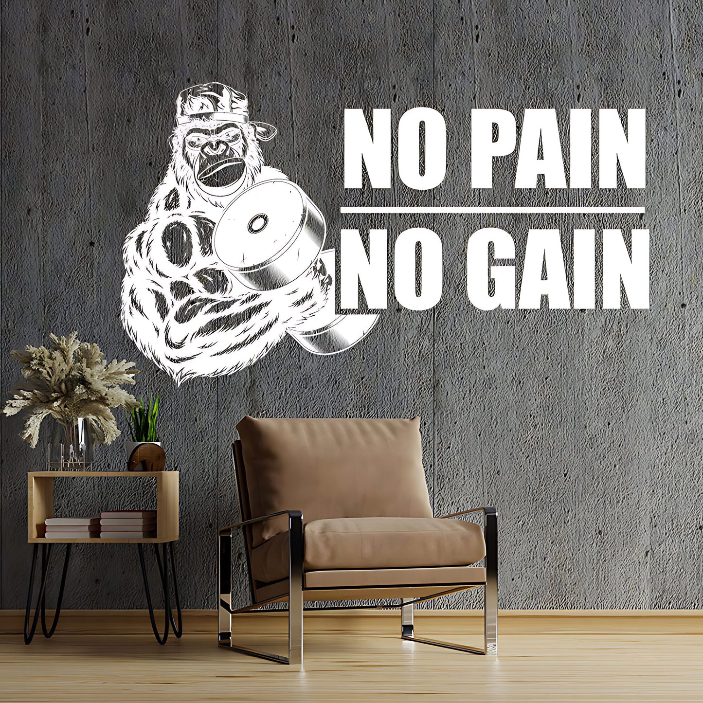 Gym Wall Sticker Art No Pain No Gain Motivational Fitness Workout