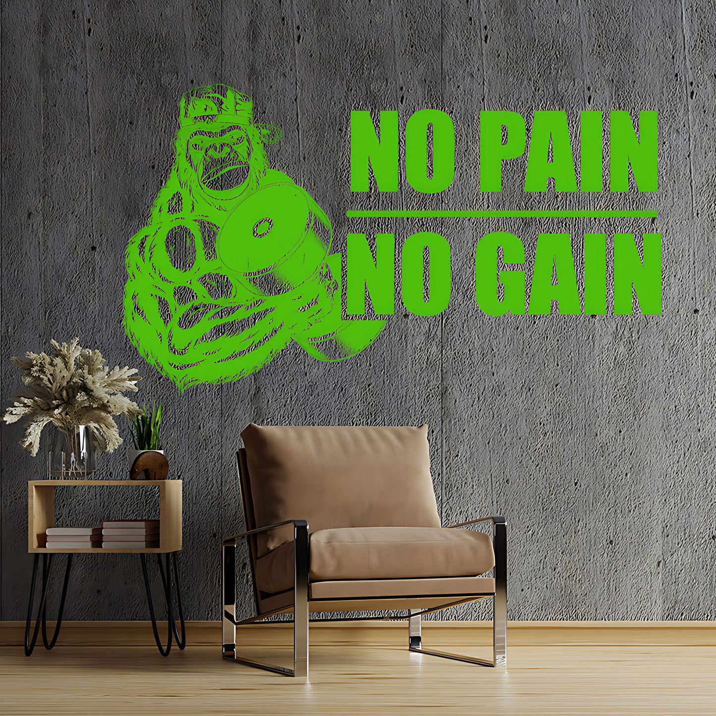Gym Wall Sticker Art No Pain No Gain Motivational Fitness Workout