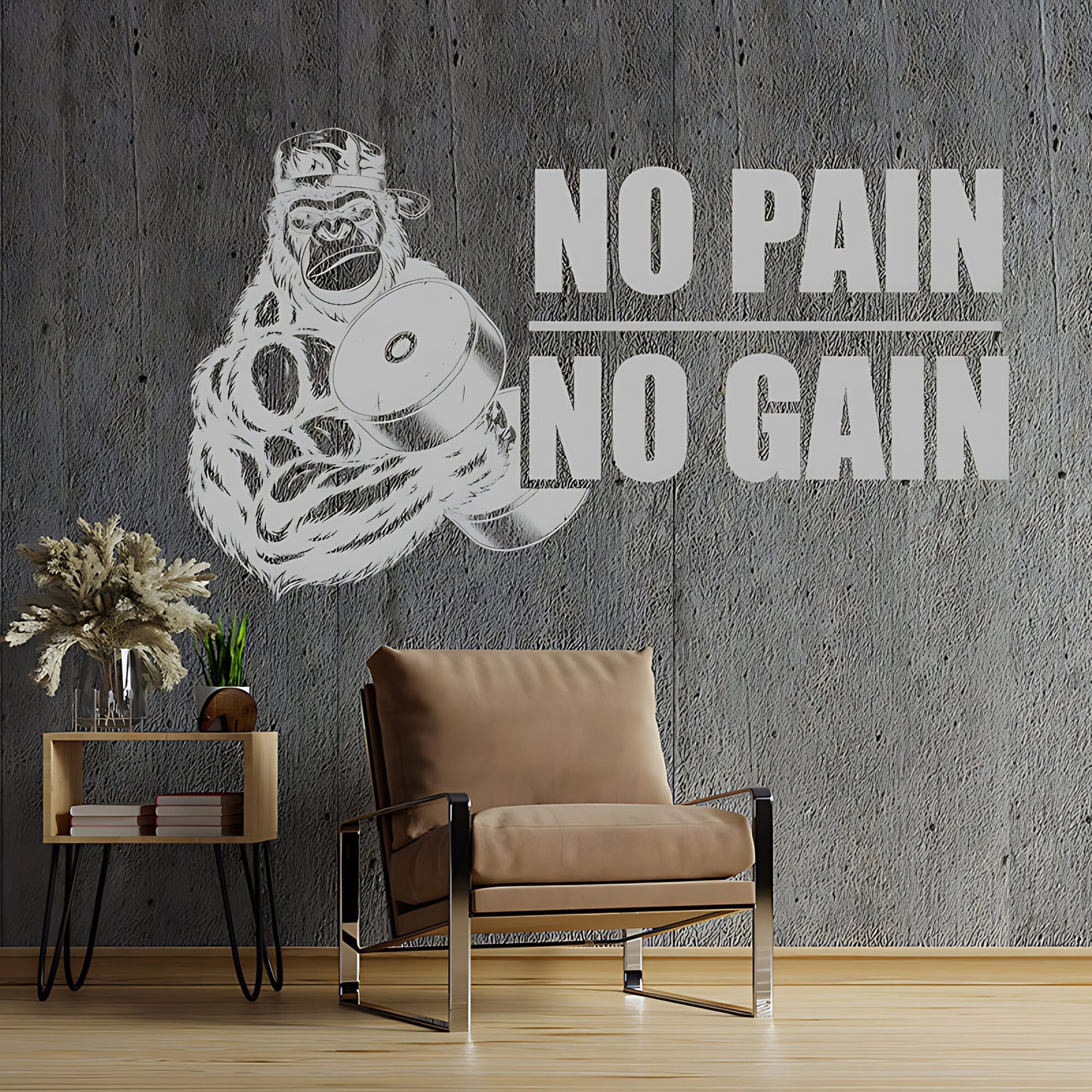 Gym Wall Sticker Art No Pain No Gain Motivational Fitness Workout