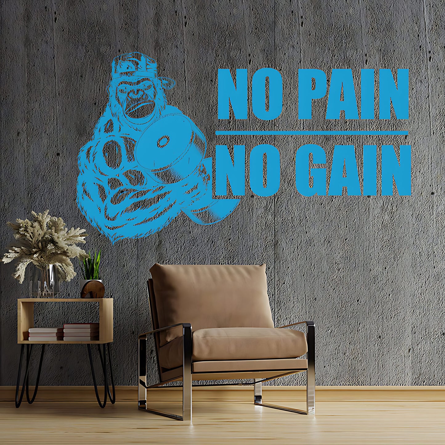 Gym Wall Sticker Art No Pain No Gain Motivational Fitness Workout