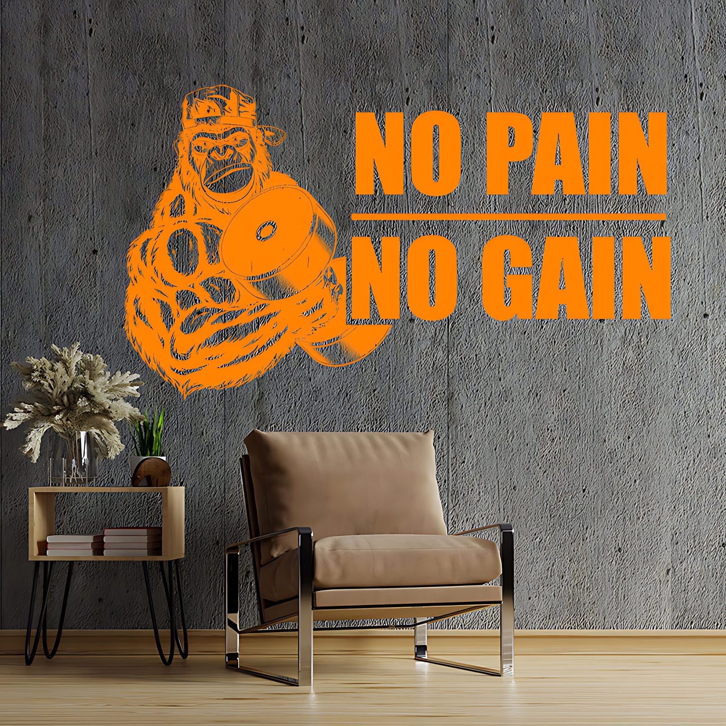 Gym Wall Sticker Art No Pain No Gain Motivational Fitness Workout