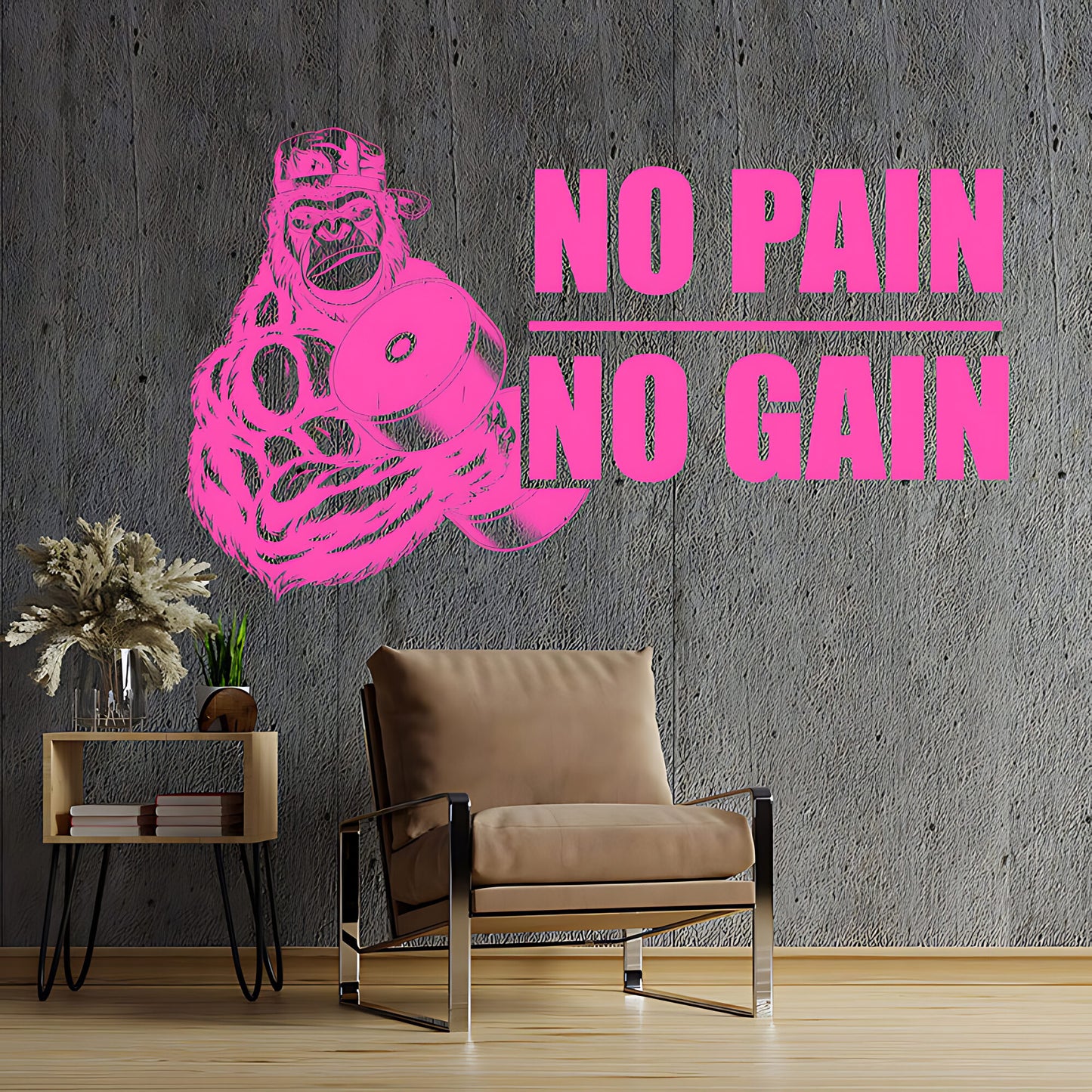 Gym Wall Sticker Art No Pain No Gain Motivational Fitness Workout