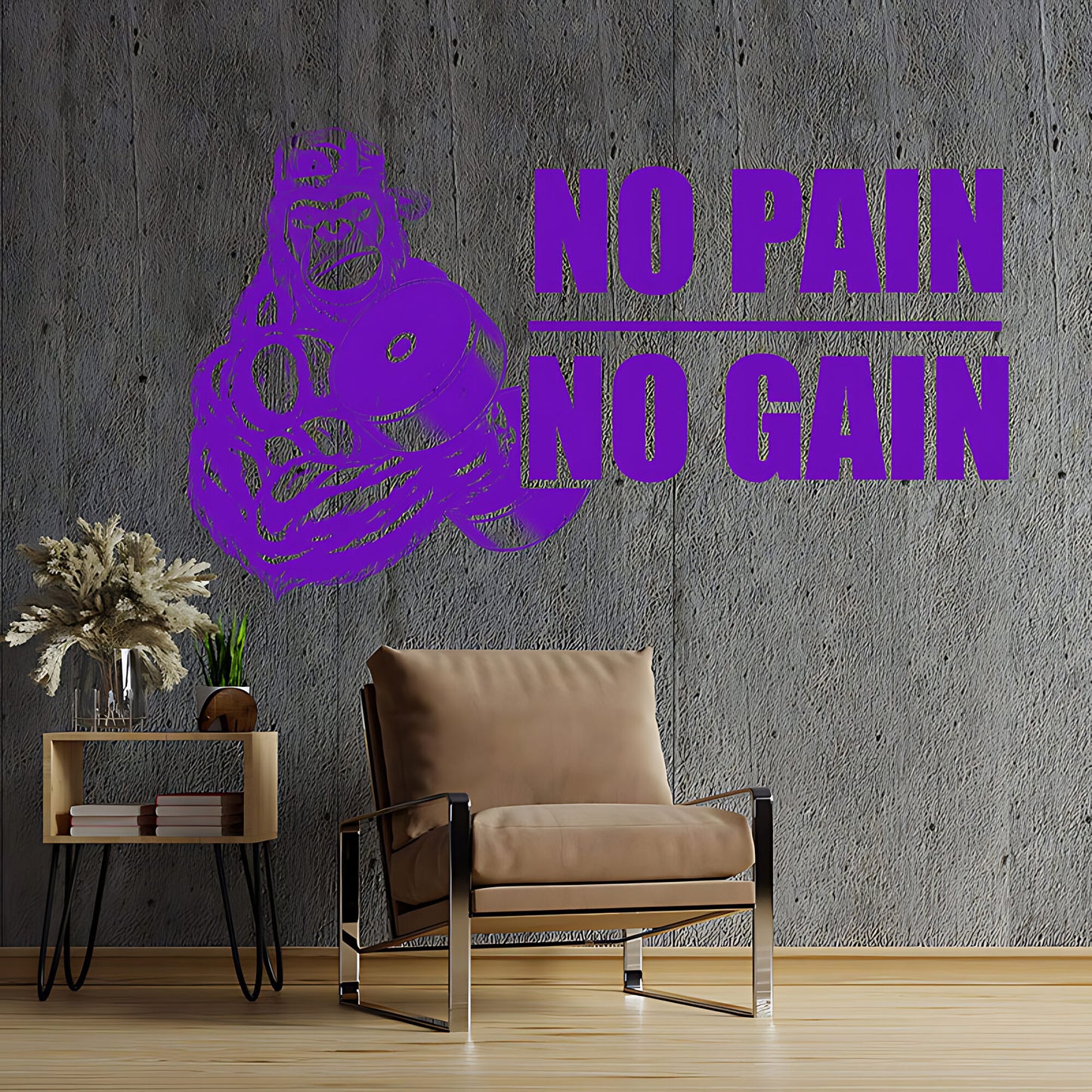 Gym Wall Sticker Art No Pain No Gain Motivational Fitness Workout