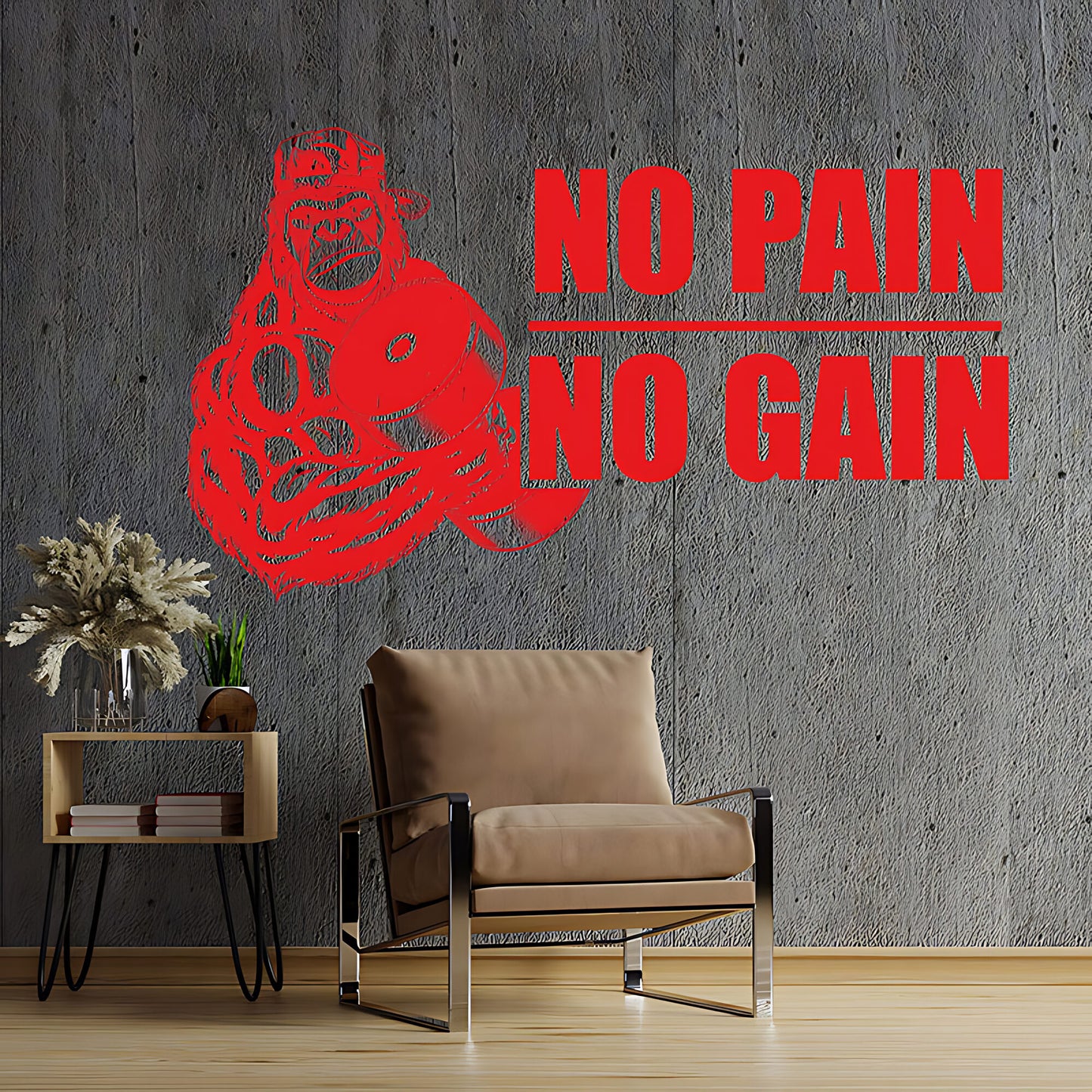 Gym Wall Sticker Art No Pain No Gain Motivational Fitness Workout