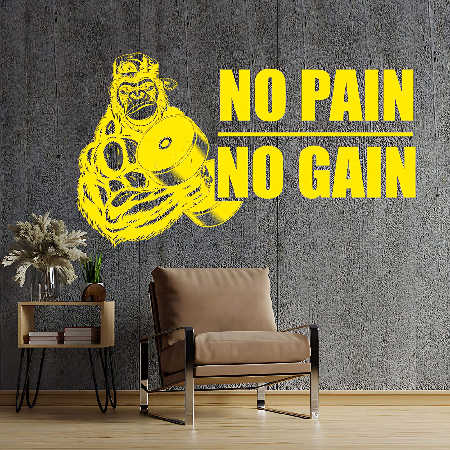 Gym Wall Sticker Art No Pain No Gain Motivational Fitness Workout