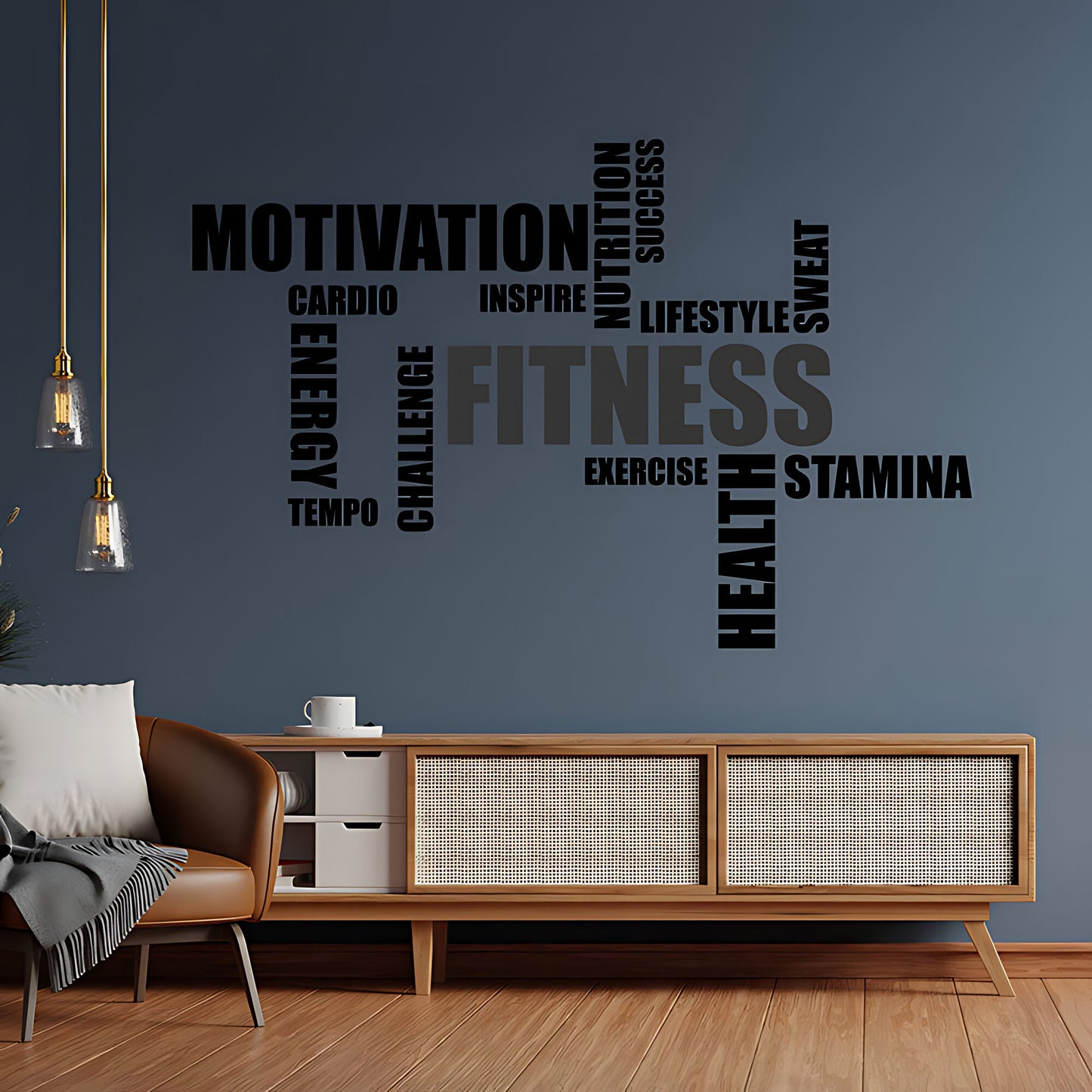Gym Word Cloud Wall Sticker - Fitness Vinyl Decal