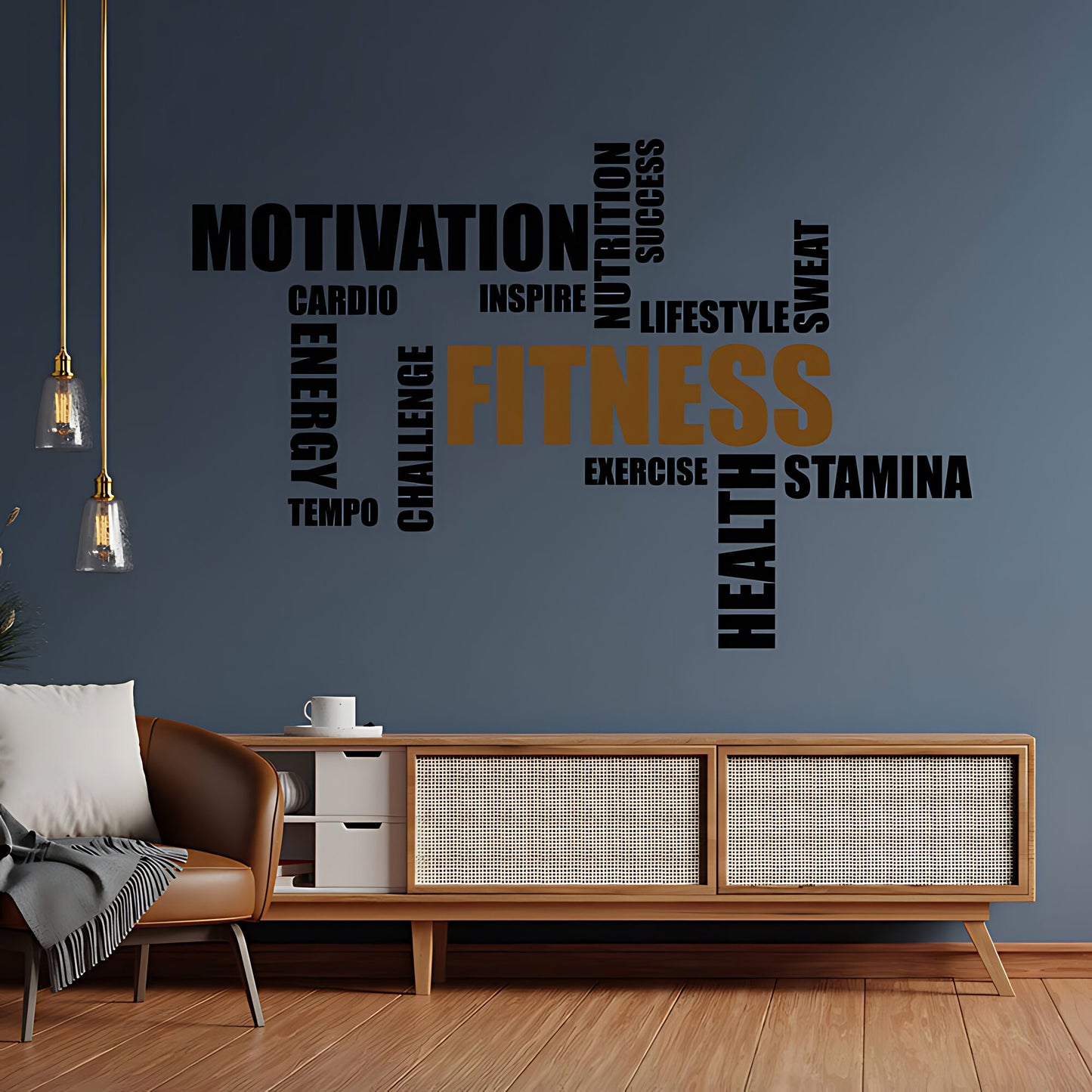 Gym Word Cloud Wall Sticker - Fitness Vinyl Decal