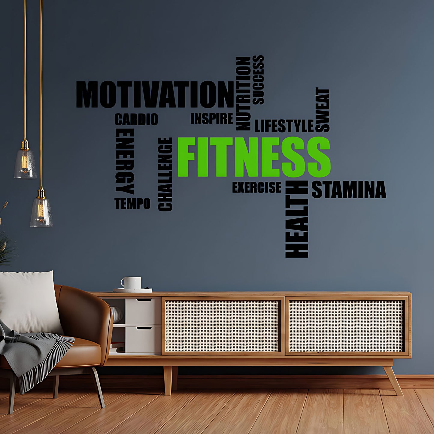 Gym Word Cloud Wall Sticker - Fitness Vinyl Decal