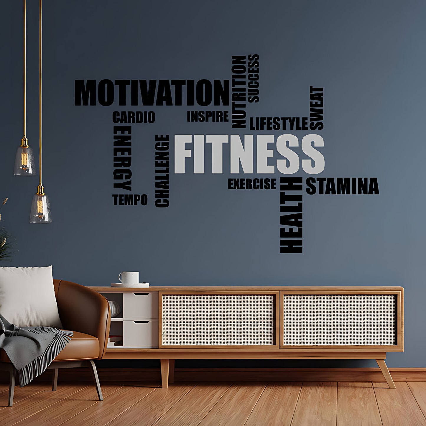 Gym Word Cloud Wall Sticker - Fitness Vinyl Decal