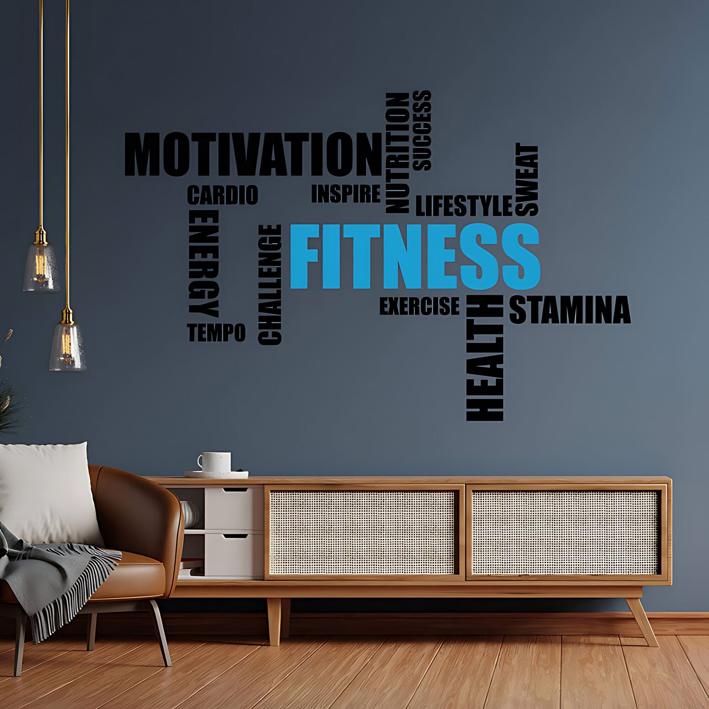 Gym Word Cloud Wall Sticker - Fitness Vinyl Decal