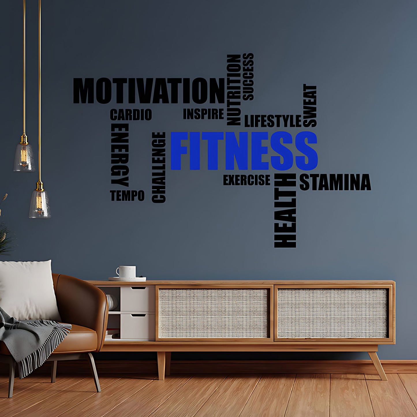 Gym Word Cloud Wall Sticker - Fitness Vinyl Decal