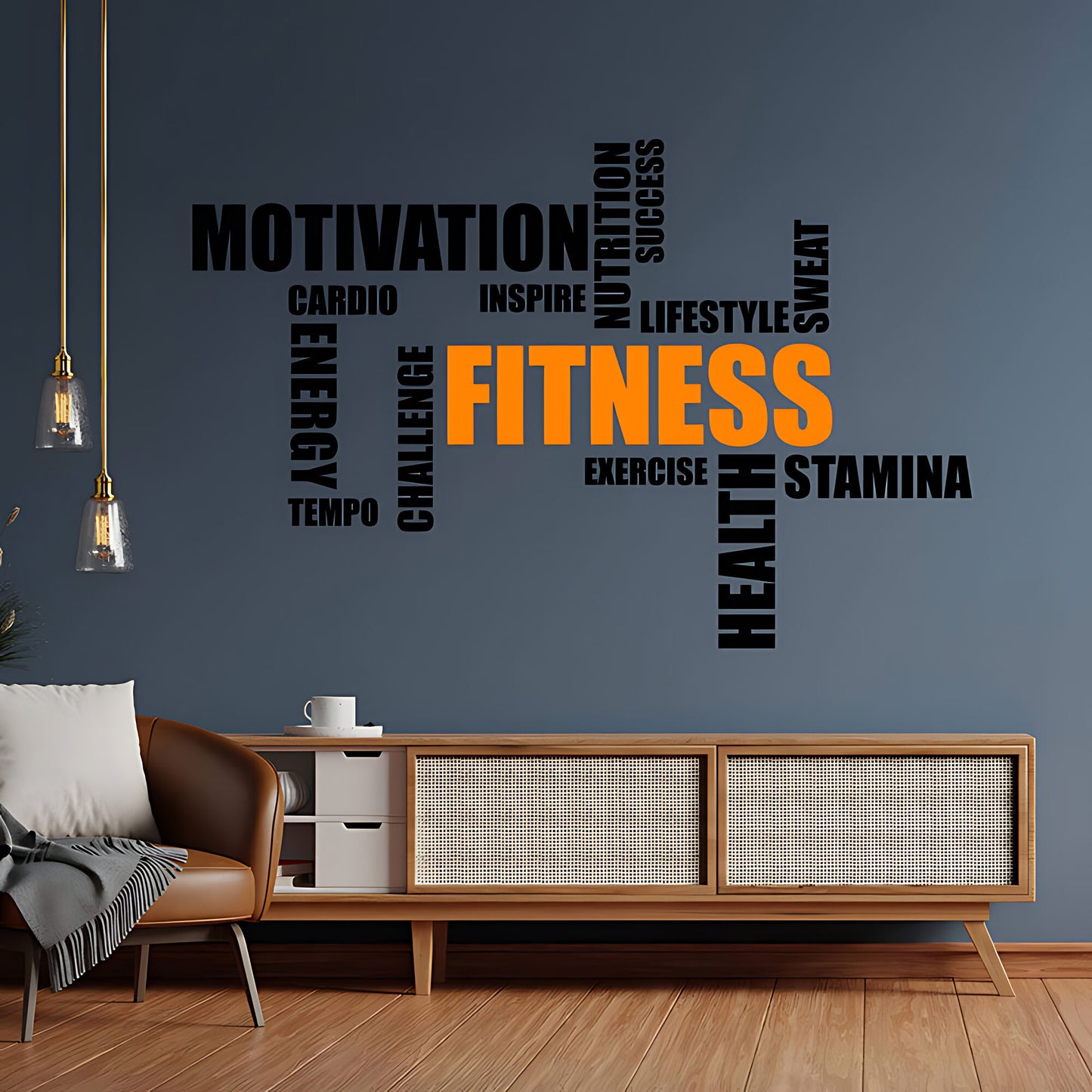 Gym Word Cloud Wall Sticker - Fitness Vinyl Decal