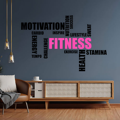 Gym Word Cloud Wall Sticker - Fitness Vinyl Decal