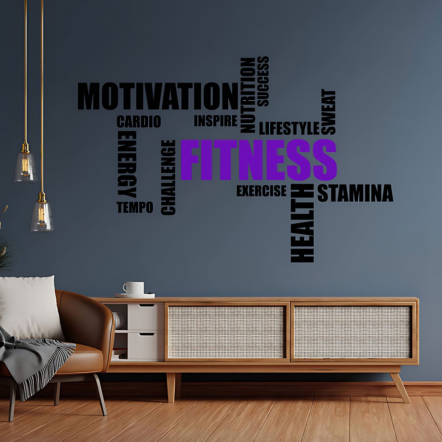 Gym Word Cloud Wall Sticker - Fitness Vinyl Decal
