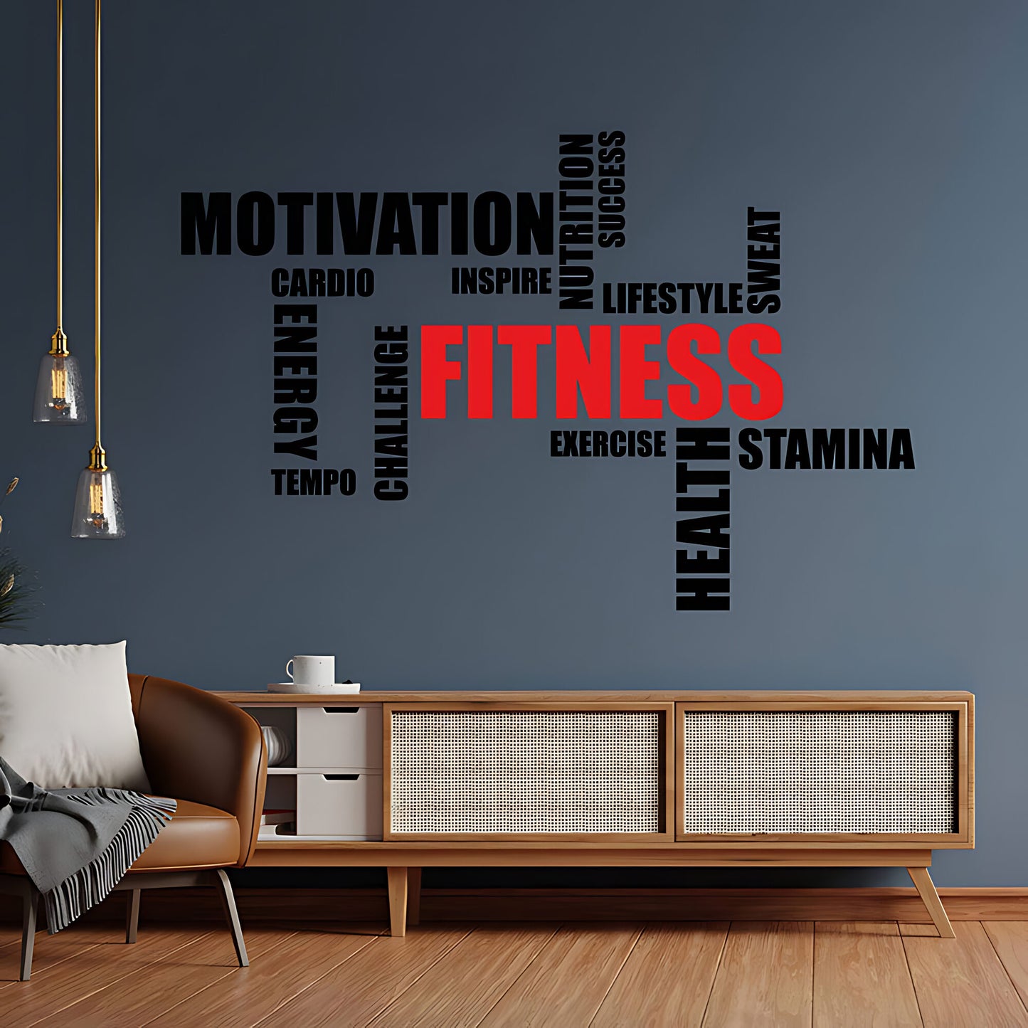 Gym Word Cloud Wall Sticker - Fitness Vinyl Decal