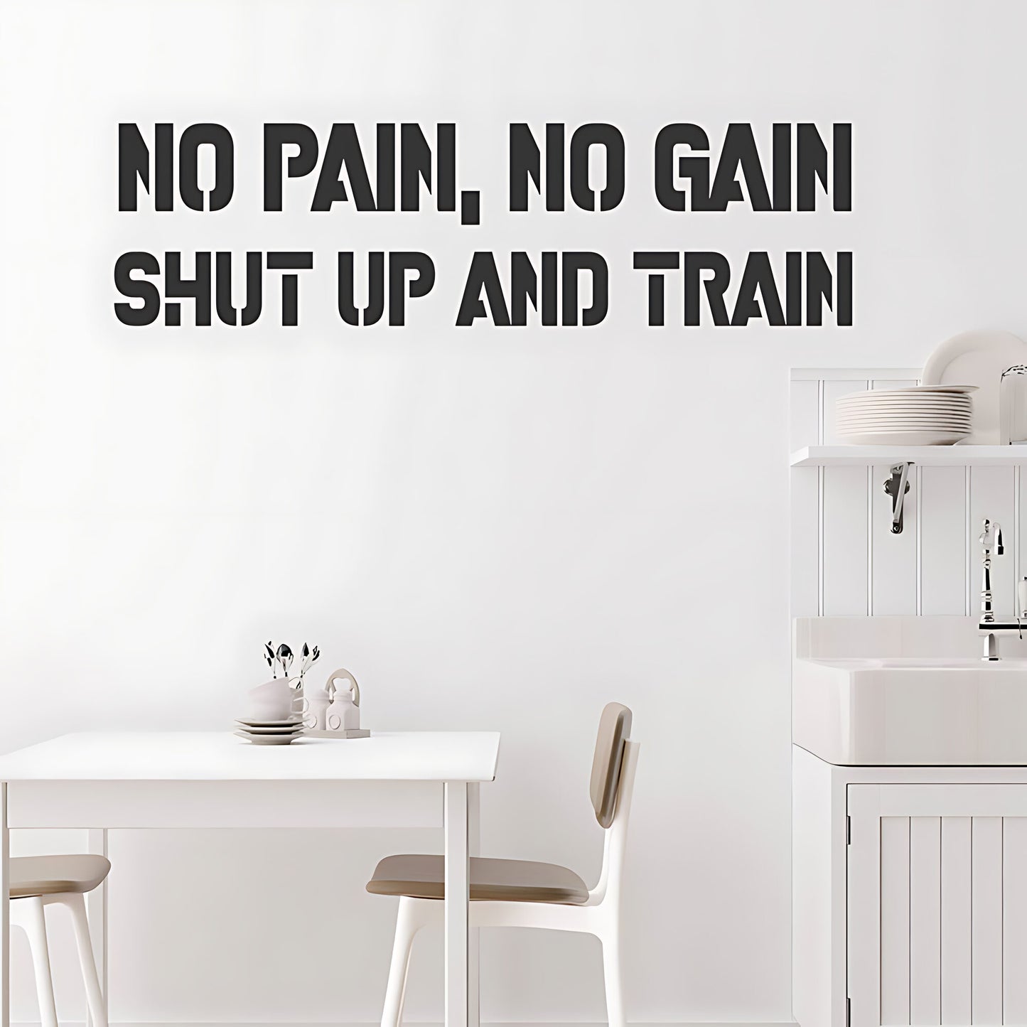 No Pain No Gain Gym Wall Art Sticker Motivational Fitness Decal Weight