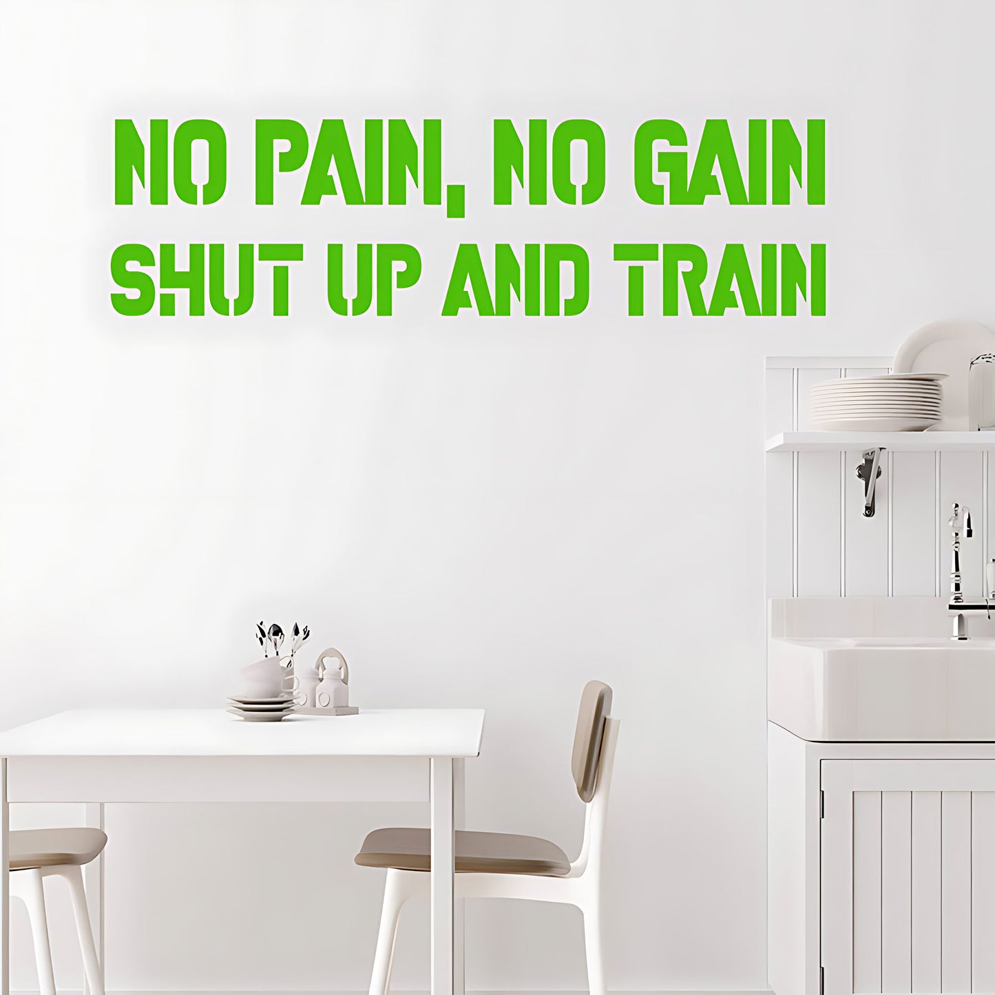 No Pain No Gain Gym Wall Art Sticker Motivational Fitness Decal Weight