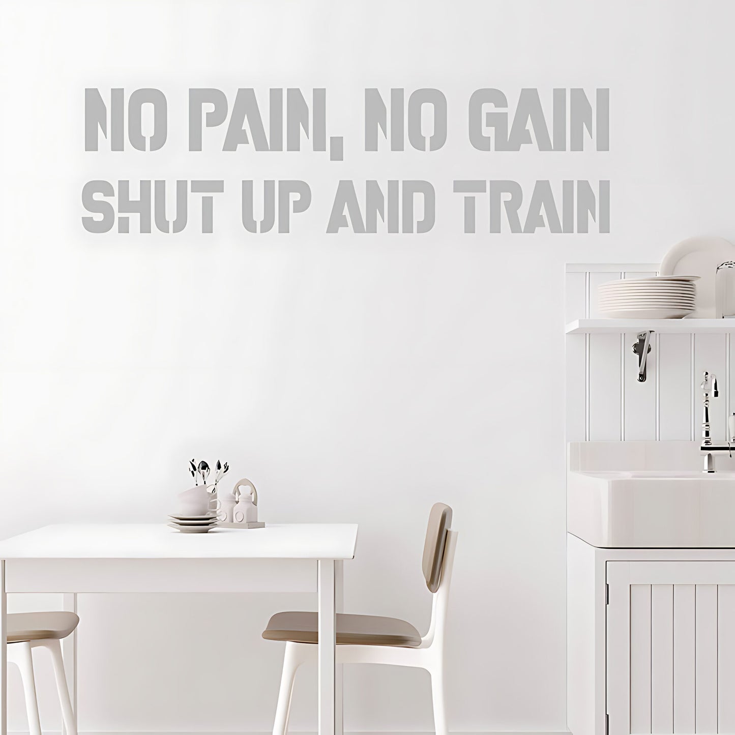 No Pain No Gain Gym Wall Art Sticker Motivational Fitness Decal Weight
