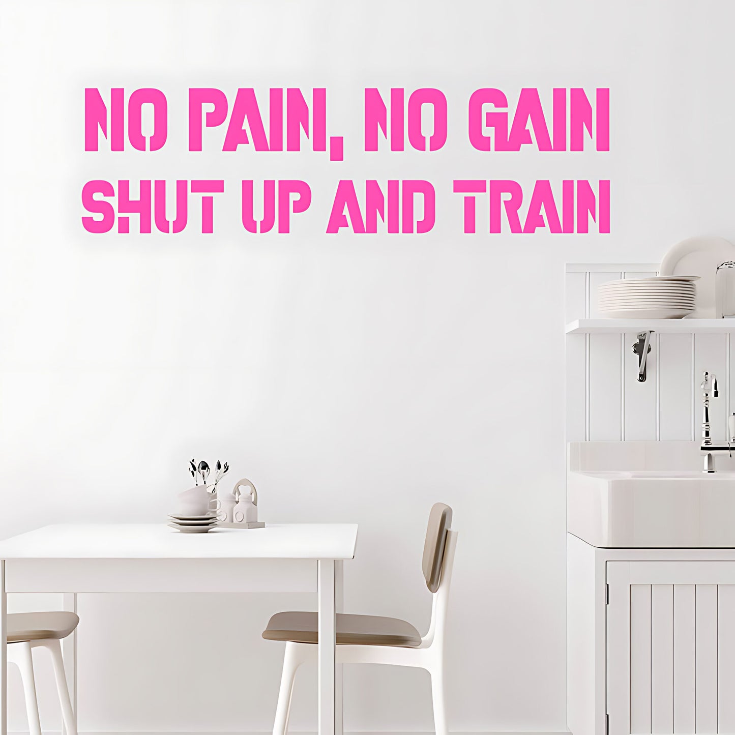 No Pain No Gain Gym Wall Art Sticker Motivational Fitness Decal Weight