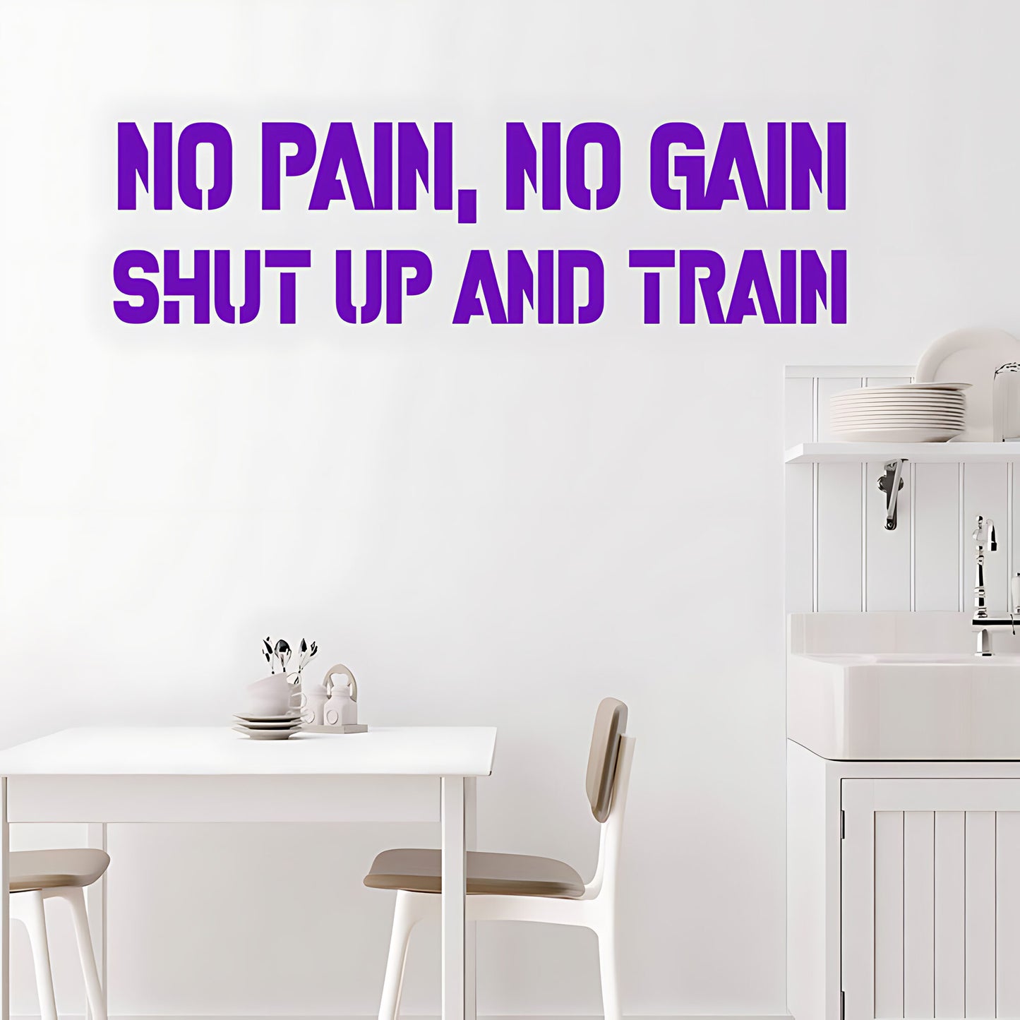 No Pain No Gain Gym Wall Art Sticker Motivational Fitness Decal Weight