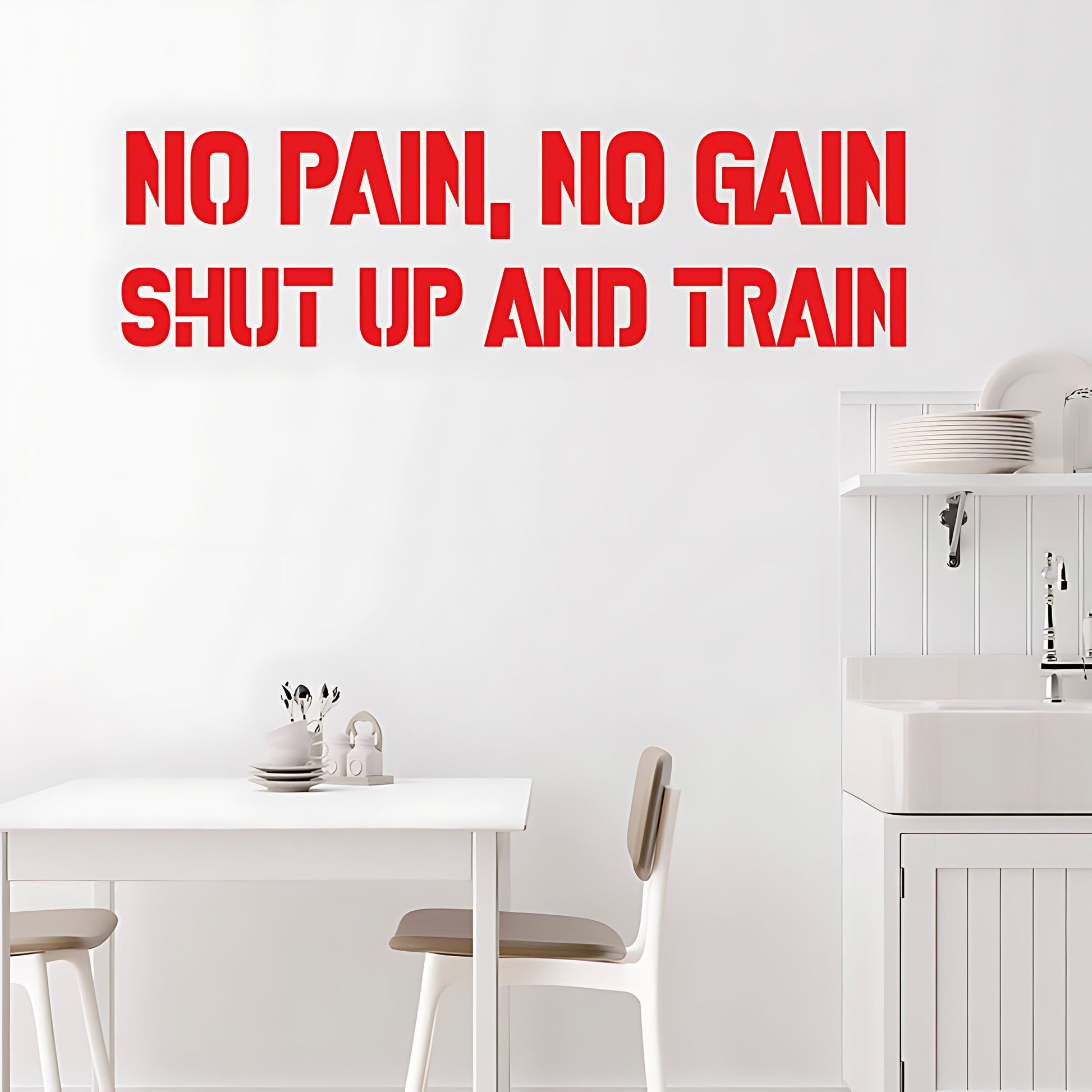No Pain No Gain Gym Wall Art Sticker Motivational Fitness Decal Weight