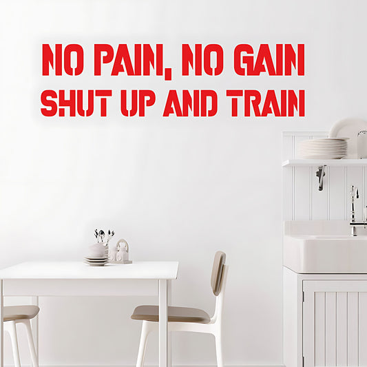 No Pain No Gain Gym Wall Art Sticker Motivational Fitness Decal Weight