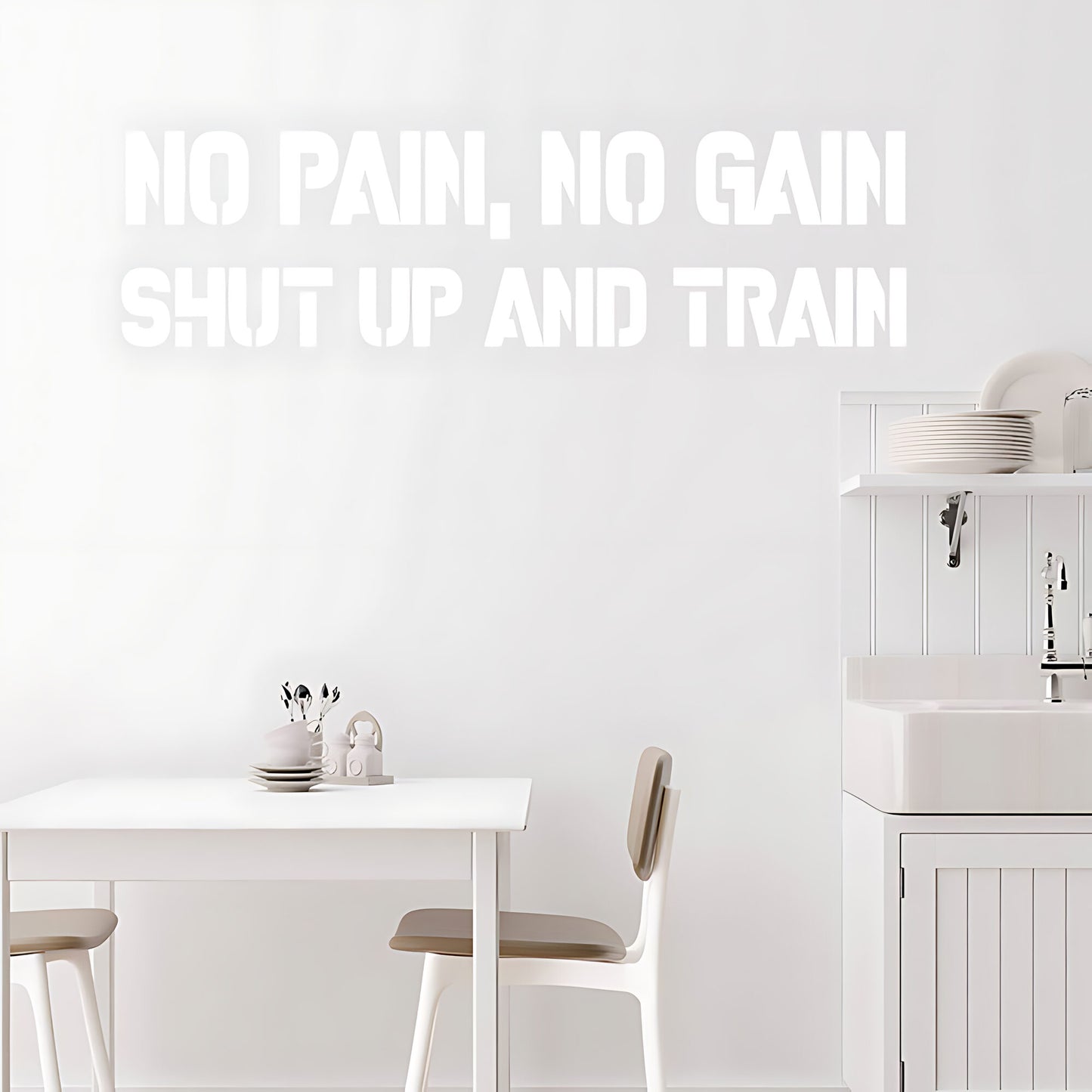 No Pain No Gain Gym Wall Art Sticker Motivational Fitness Decal Weight
