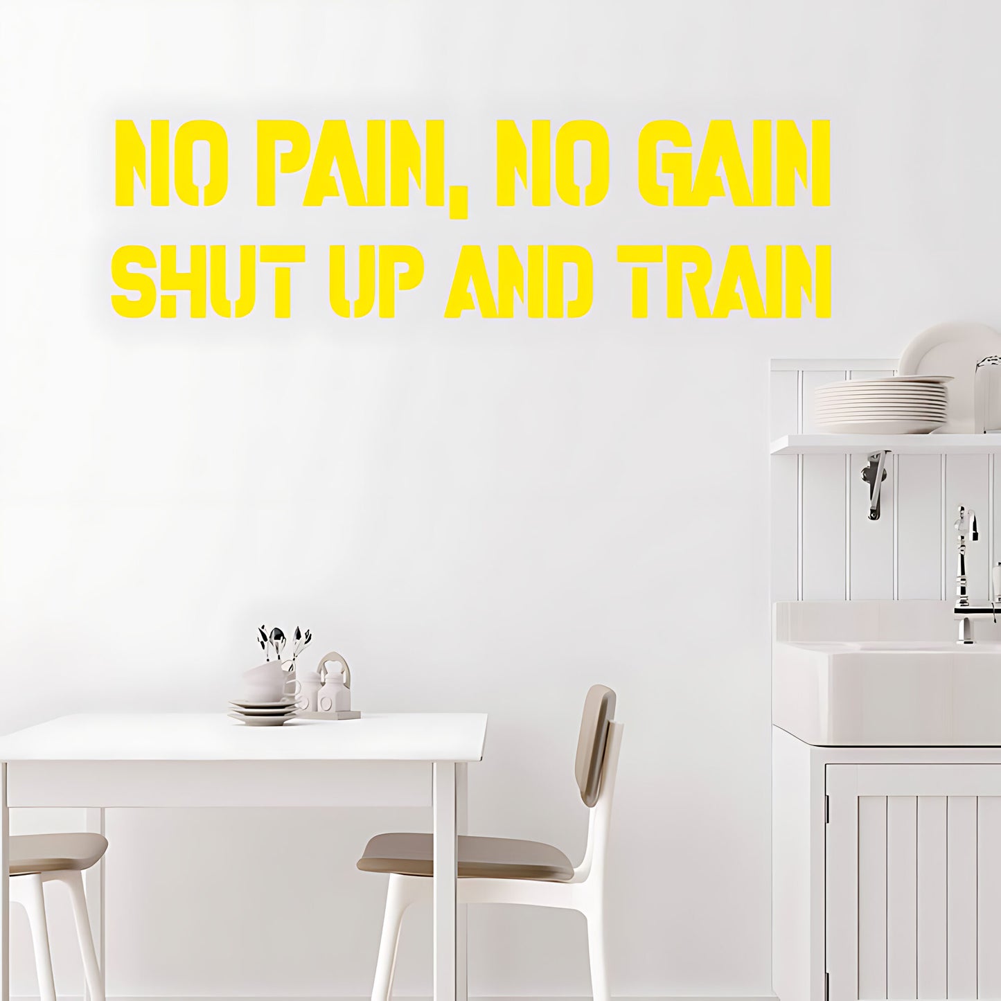 No Pain No Gain Gym Wall Art Sticker Motivational Fitness Decal Weight